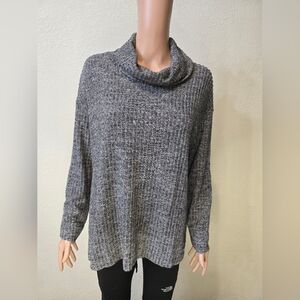 ANTHROPOLOGIE MAEVE OVERSIZED COWL NECK RIBBED KNIT SWEATER TOP GRAY Sz …